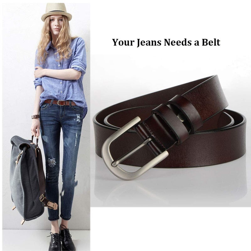 VONSELY Genuine Leather Belts for Dresses, Women Leather Fashion Belts for Pants (Suit Waistline 37"-41", Wide Black) - Image 5